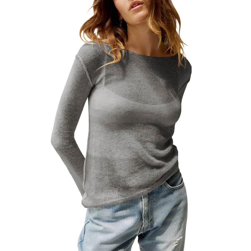 MHARLA™ - Lightweight Summer See Through Long Sleeve Top