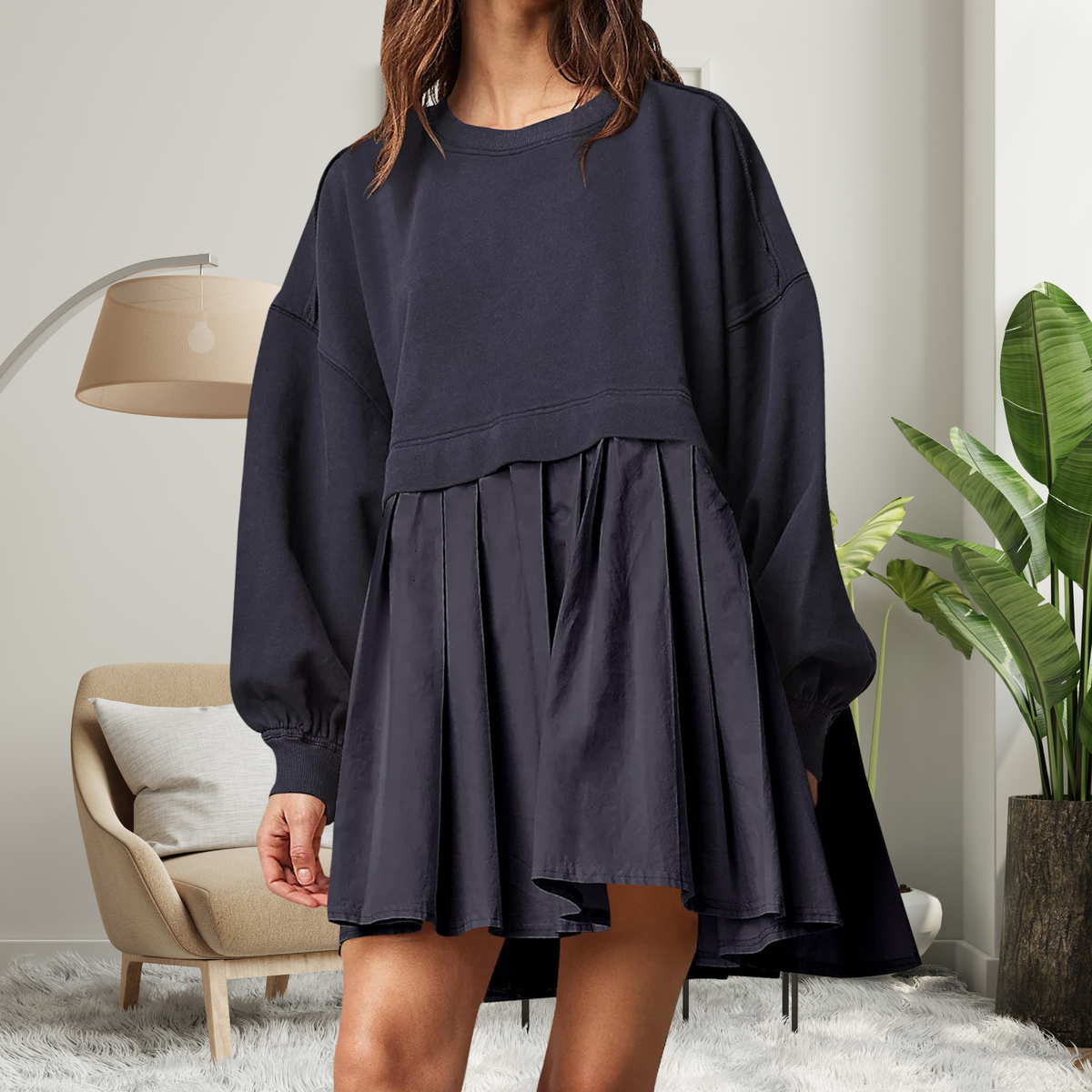 KARIYAH™ - Cozy Loose-Fit Long Sleeve Midi Dress