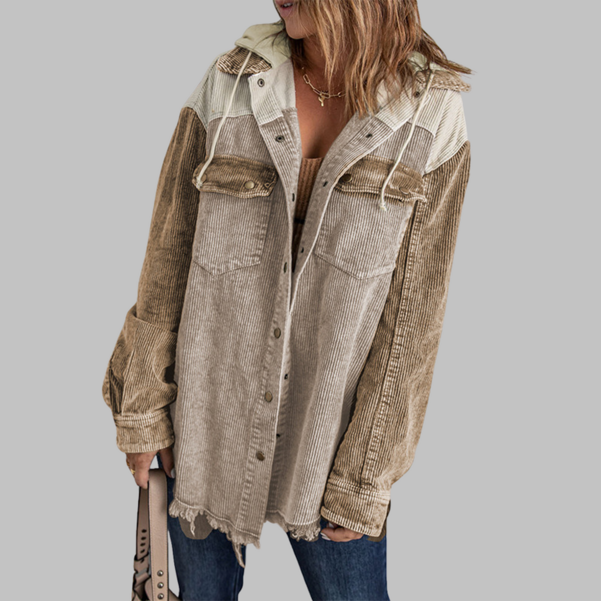 DABRINA™ - Classic Button Down Long Sleeve Hooded Jacket