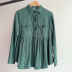 MARISA™ - Vintage Button Front Long Sleeve Collared Top