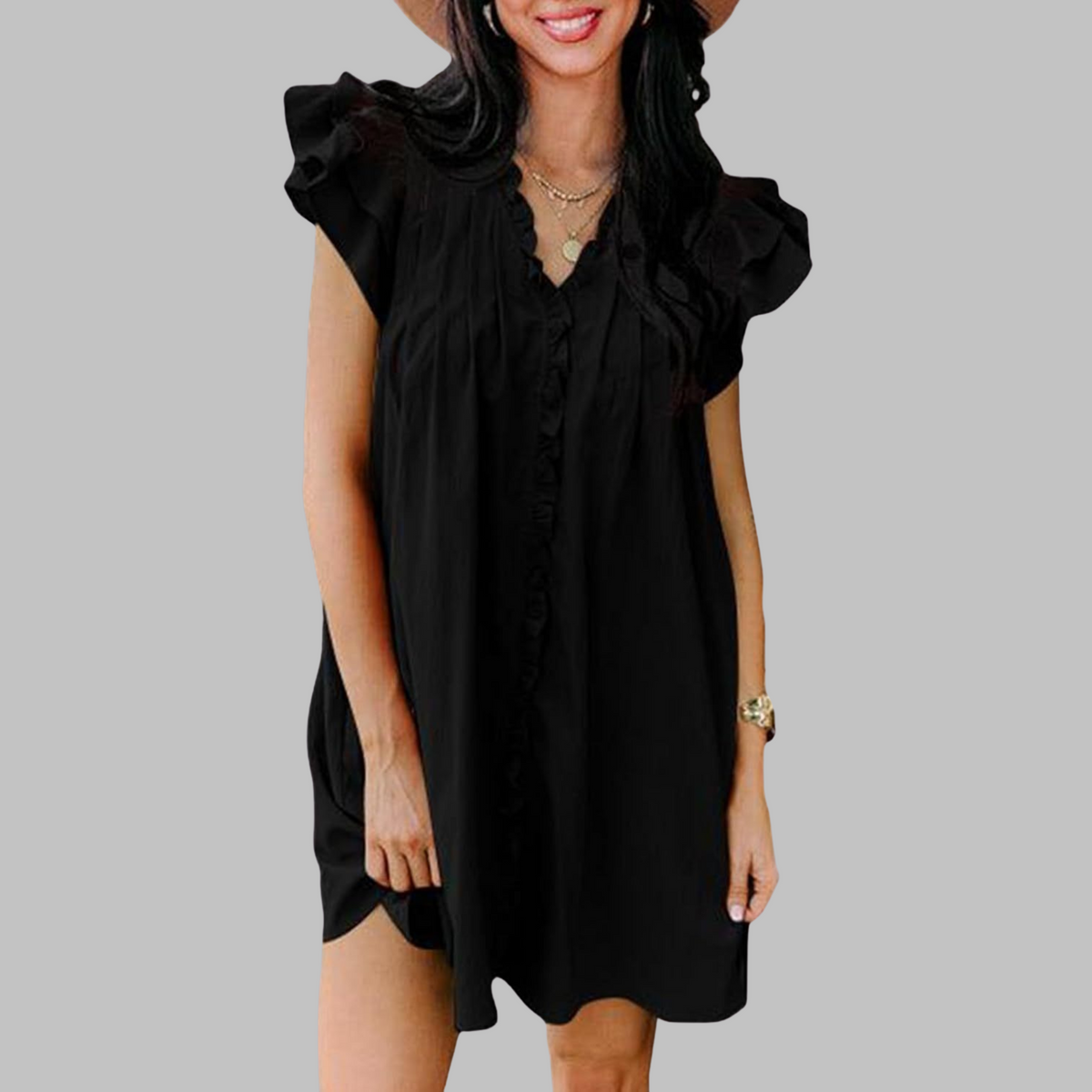 MARCELLA™ - Casual V-Neck Ruffled Midi Dress