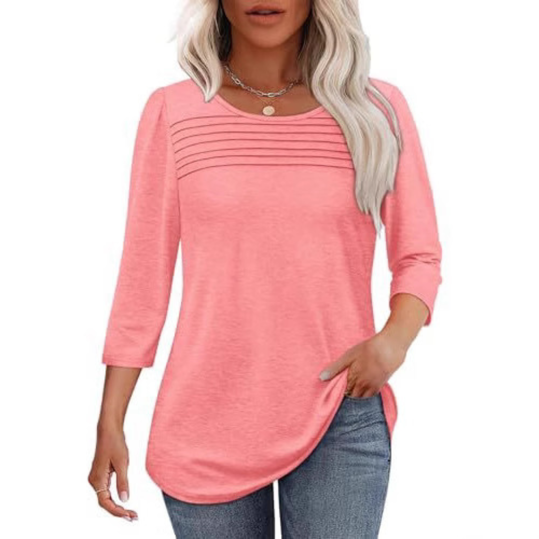 TESSARA™ – Casual Pleated Front Spring Top