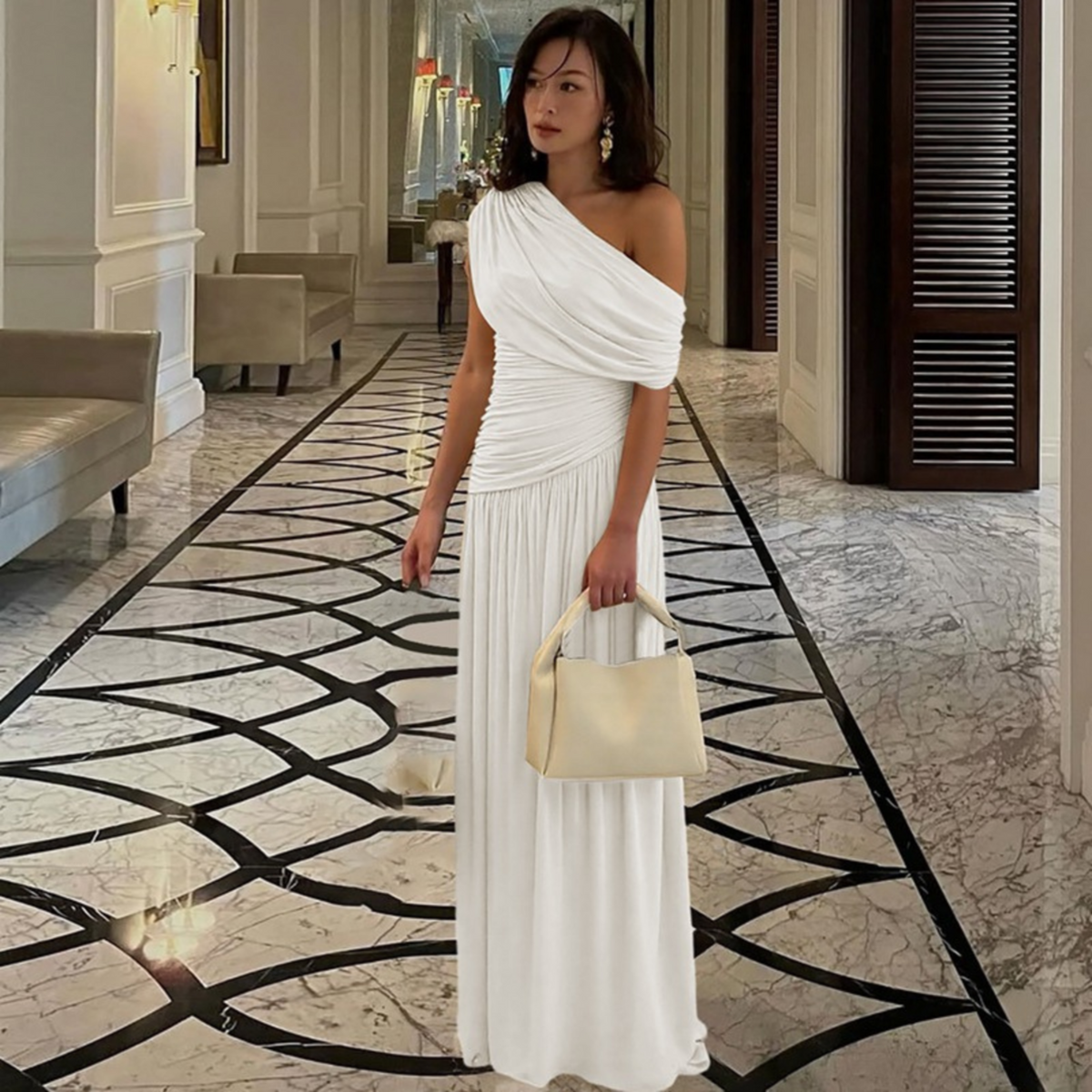 TALIA™ - Elegant One Shoulder Evening Maxi Dress