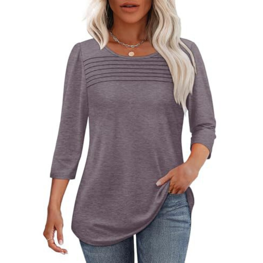 TESSARA™ – Casual Pleated Front Spring Top