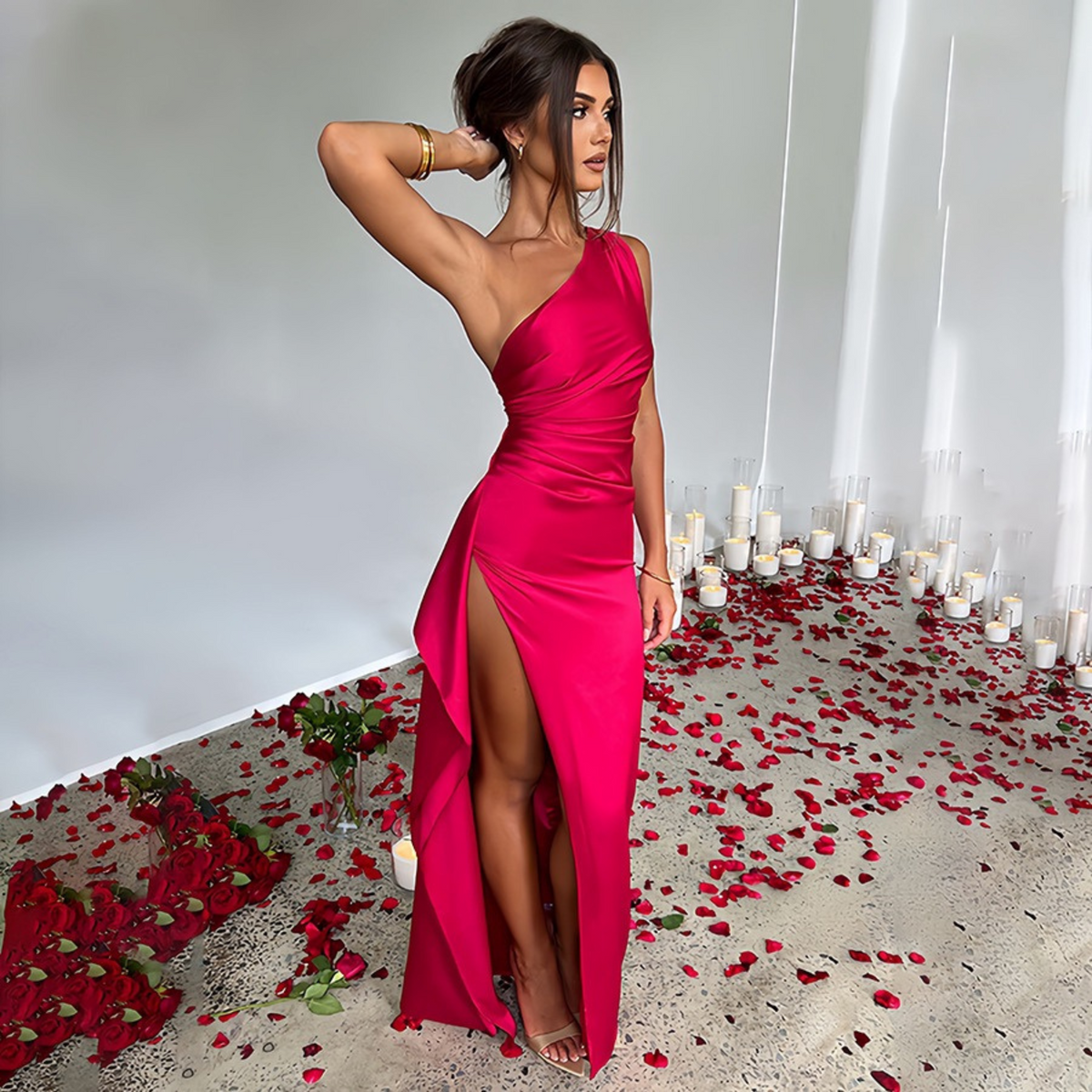 LABESA™ - Elegant One Shoulder High Split Formal Maxi Dress