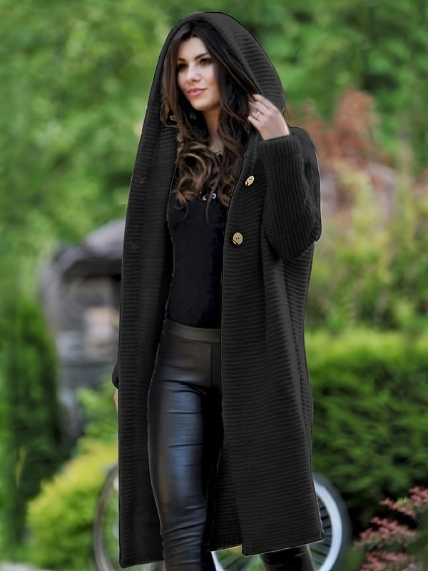 KINSLEY™ - Textured Drop Shoulder Hooded Cardigan for Fall & Winter