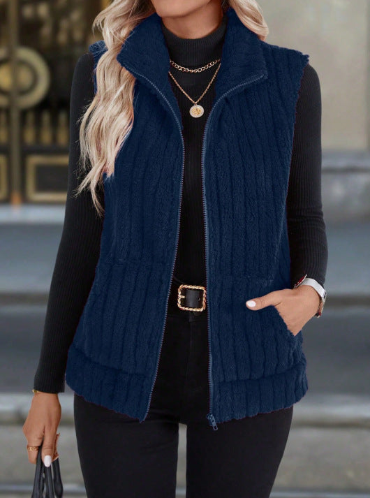 GRACE™ - Warm Ribbed Fleece Vest with Zipper Pocket for Fall & Winter