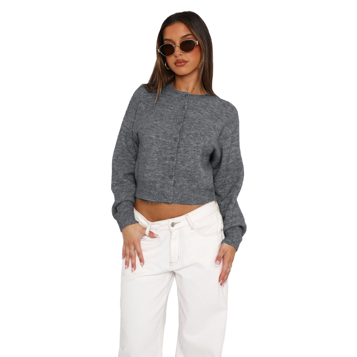 SHASA™ - Casual Cropped Long Sleeve Cardigan